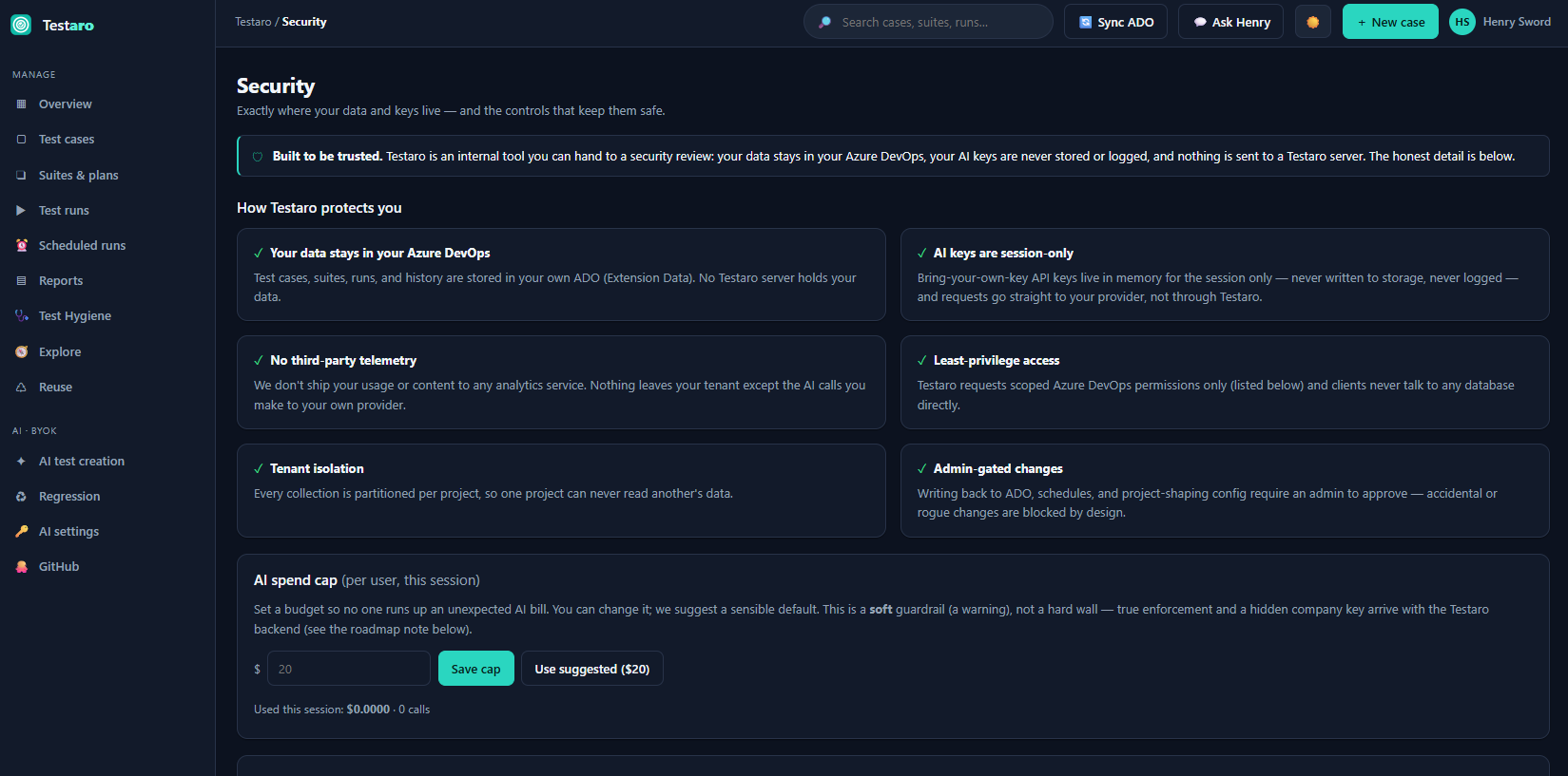 Security — exactly where your data and keys live